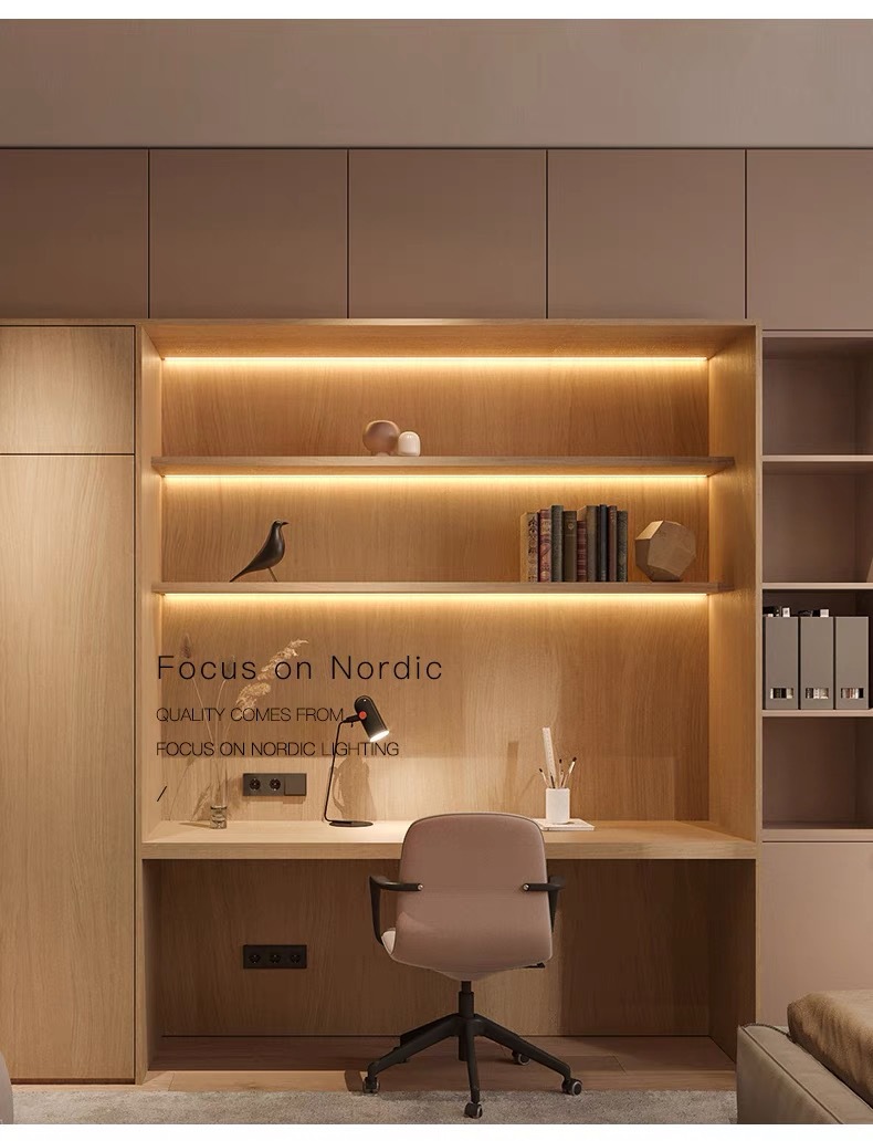 酒柜灯led柜底灯明装三角V形免开槽橱柜衣柜鞋柜感应灯层板线条灯(图5)