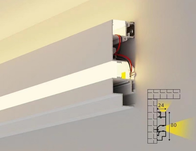 明装免开槽双灯双眼皮顶角线灯 客厅免吊顶无主氛围灯铝合金灯槽(图14)