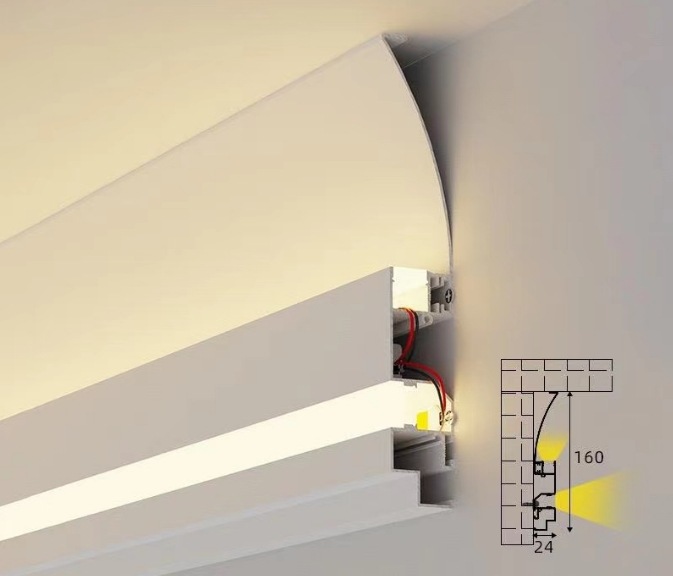 明装免开槽双灯双眼皮顶角线灯 客厅免吊顶无主氛围灯铝合金灯槽(图16)