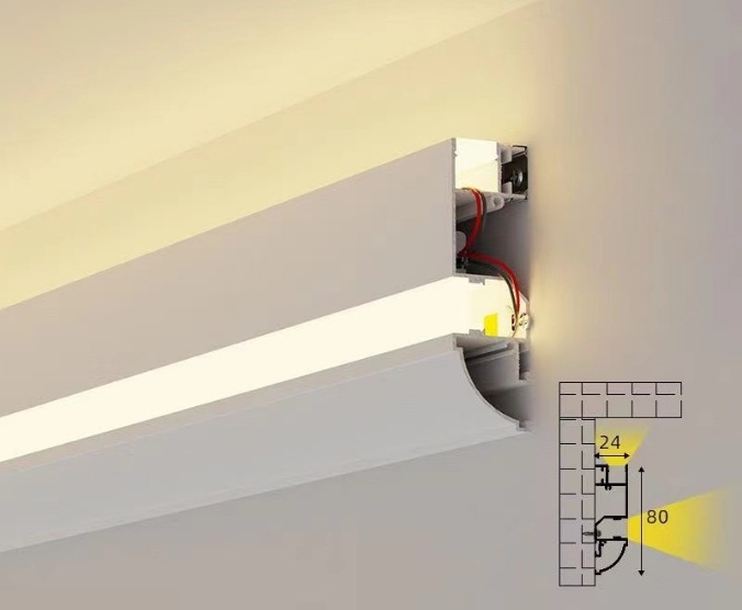 明装免开槽双灯双眼皮顶角线灯 客厅免吊顶无主氛围灯铝合金灯槽(图17)