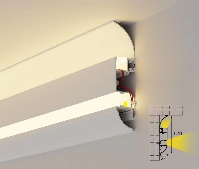 明装免开槽双灯双眼皮顶角线灯 客厅免吊顶无主氛围灯铝合金灯槽(图18)