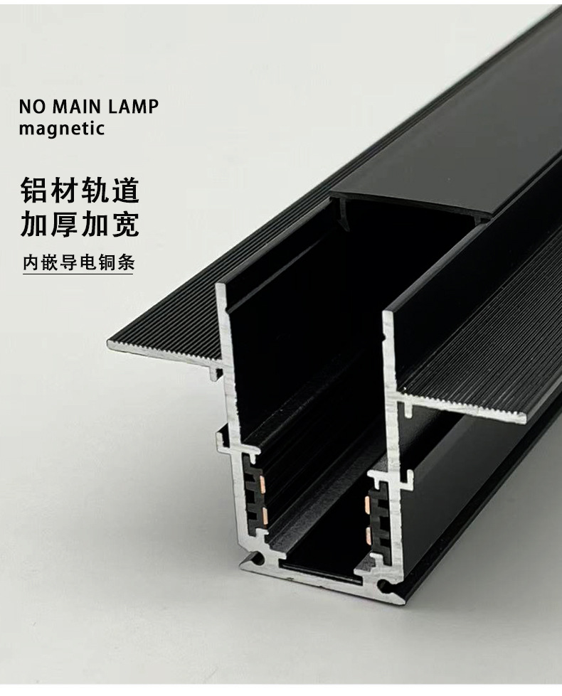 LED无主灯智能家用嵌入式暗装明装客厅照明预埋黑色48V 磁吸轨道灯(图9)