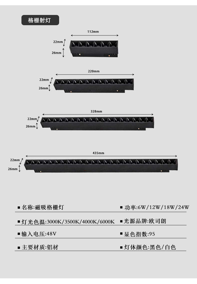 LED无主灯智能家用嵌入式暗装明装客厅照明预埋黑色48V 磁吸轨道灯(图18)