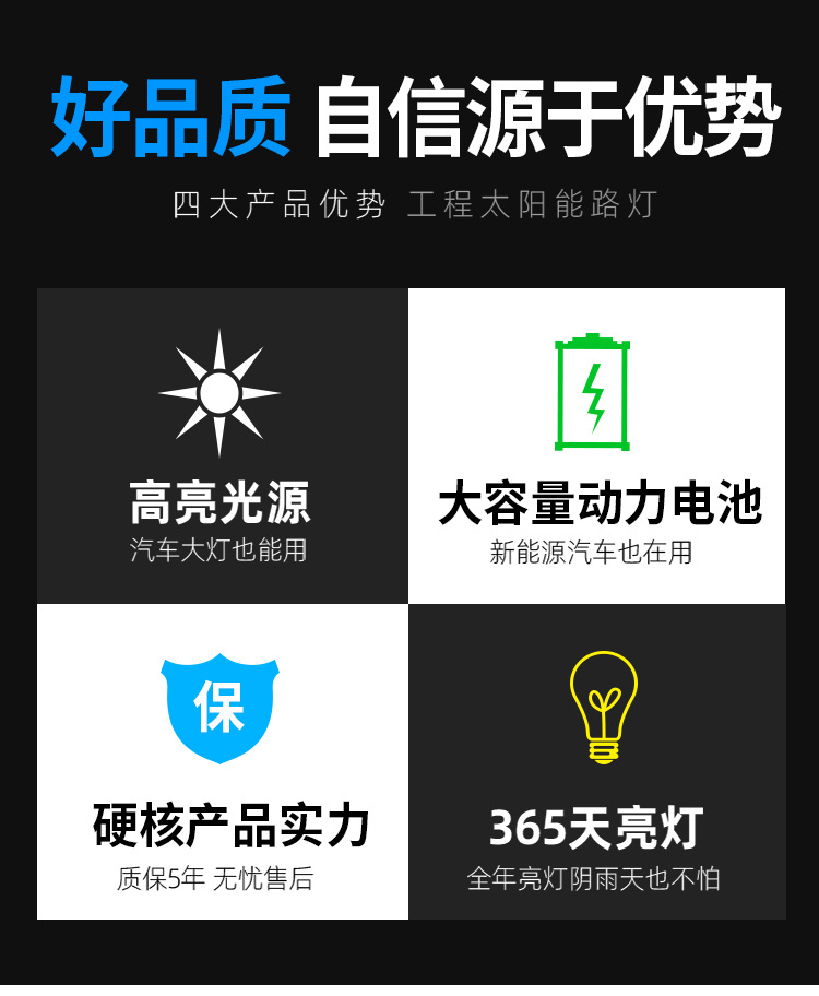 新农村6米led太阳能路灯厂户外防水庭院灯工程照明高杆灯 路灯定制(图2)