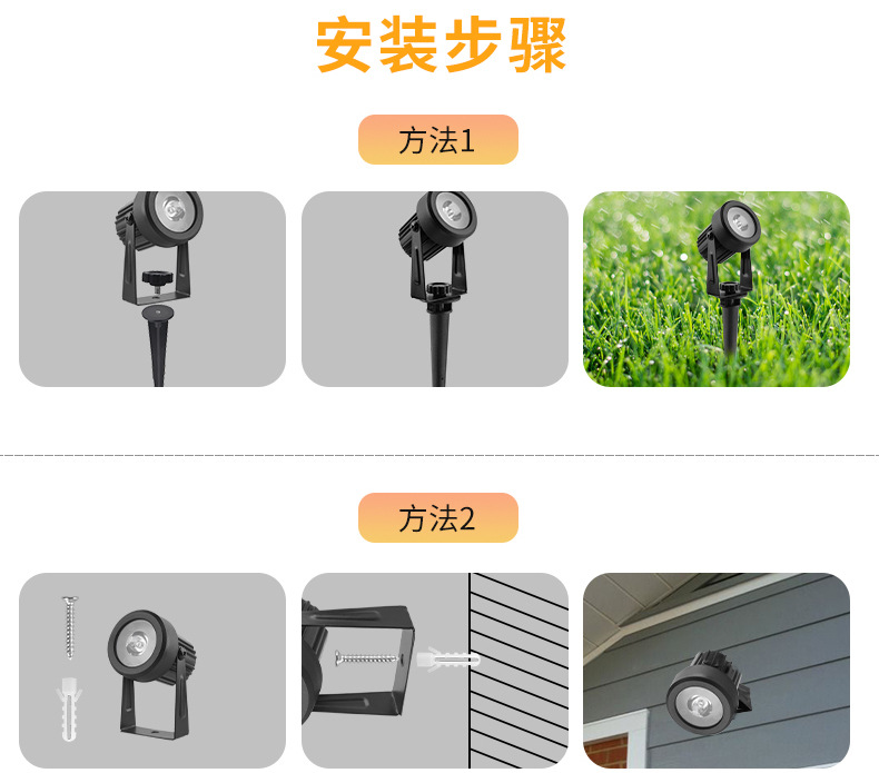 跨境太阳能射灯 户外高亮防水别墅庭院草坪照树灯LED地插草坪射灯(图12)