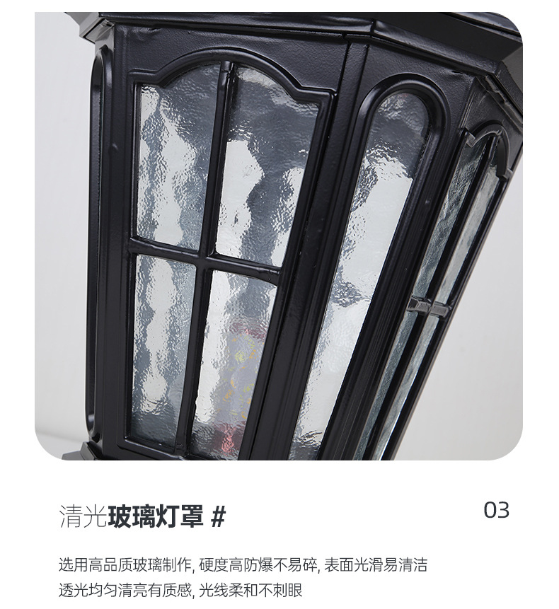 柱头灯太阳能户外防水庭院花园家用别墅墙头围墙大门灯中式门柱灯(图18)