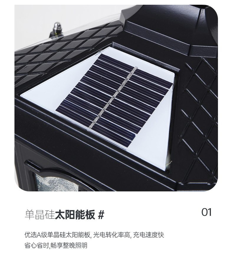 柱头灯太阳能户外防水庭院花园家用别墅墙头围墙大门灯中式门柱灯(图16)
