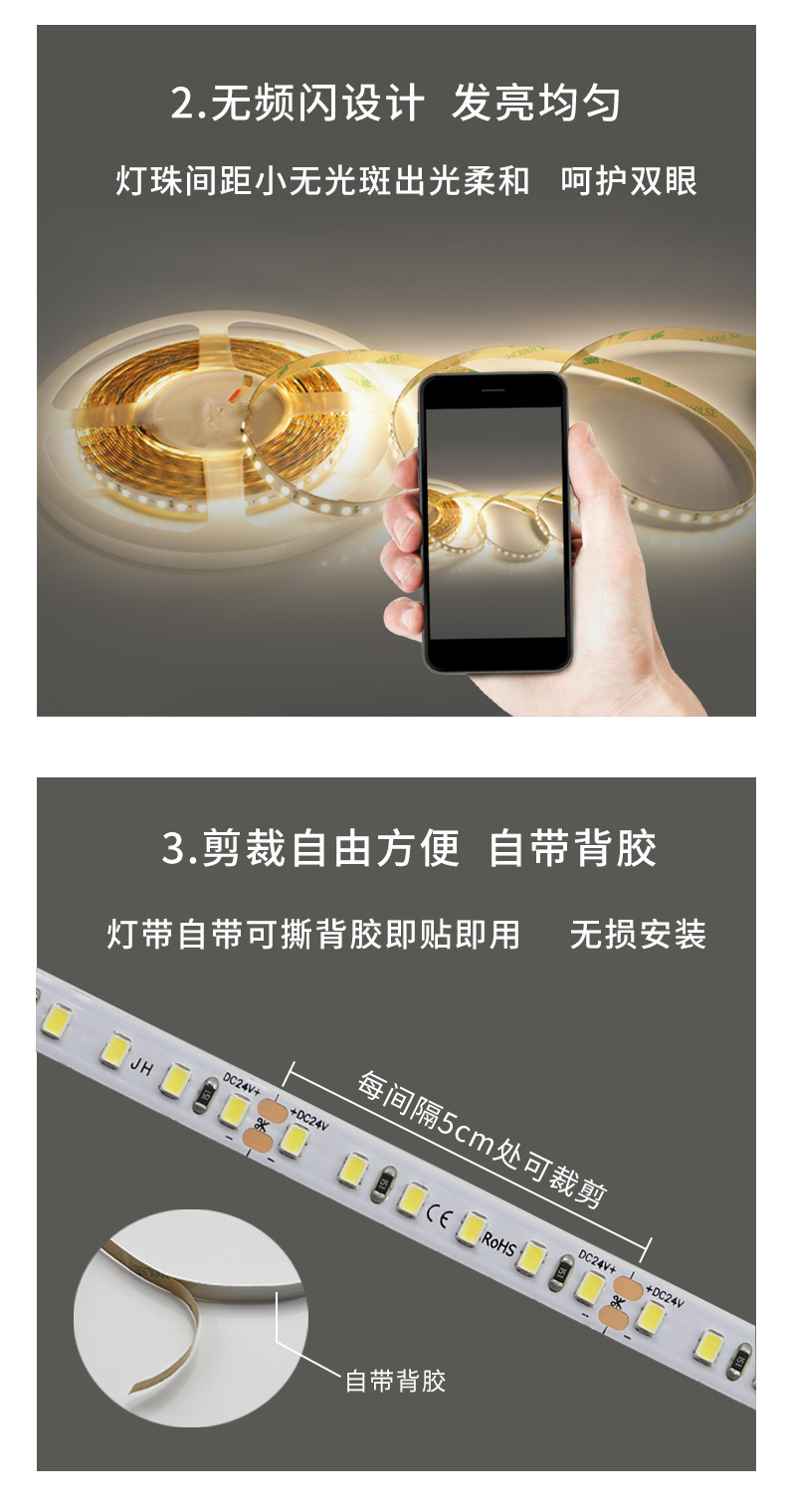 220v高压免驱双排灯带户外亮化自粘led灯条超高亮防水照明线条灯(图7)