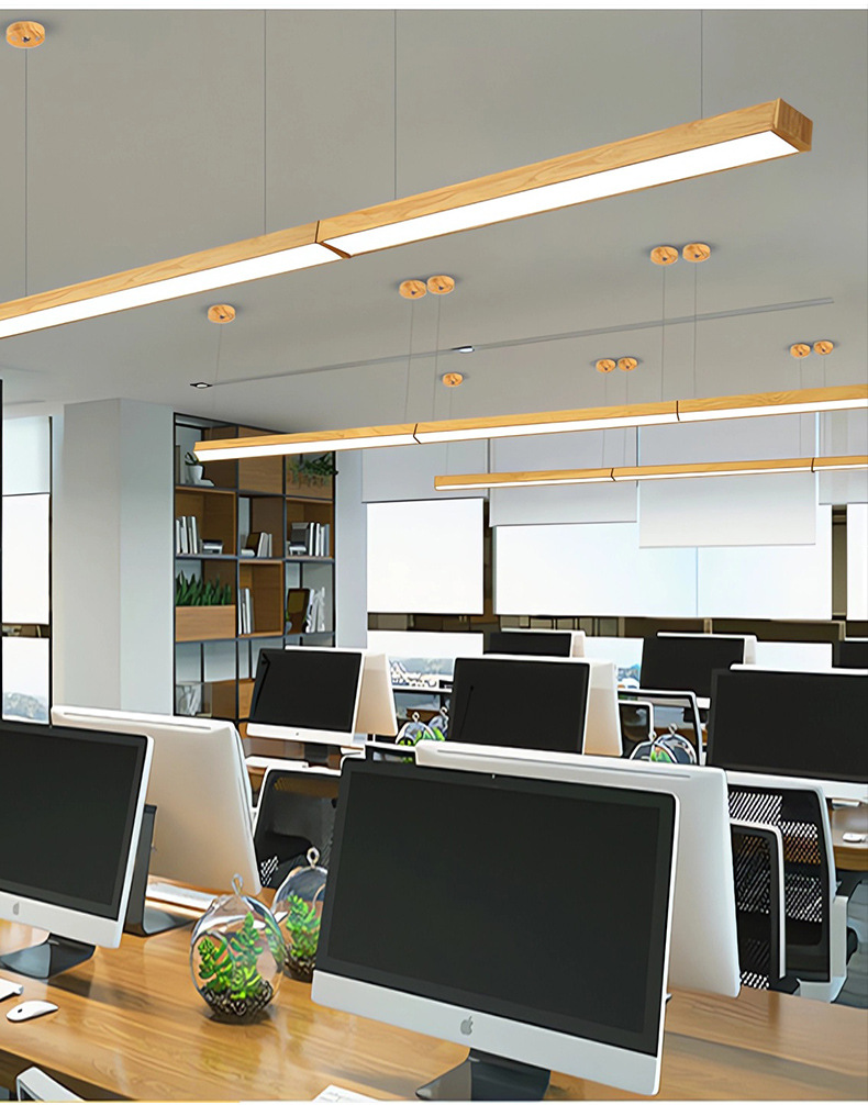 长条灯木纹色led办公室吊灯方通灯7公分吸顶吊线灯商用铝材条形灯(图8)