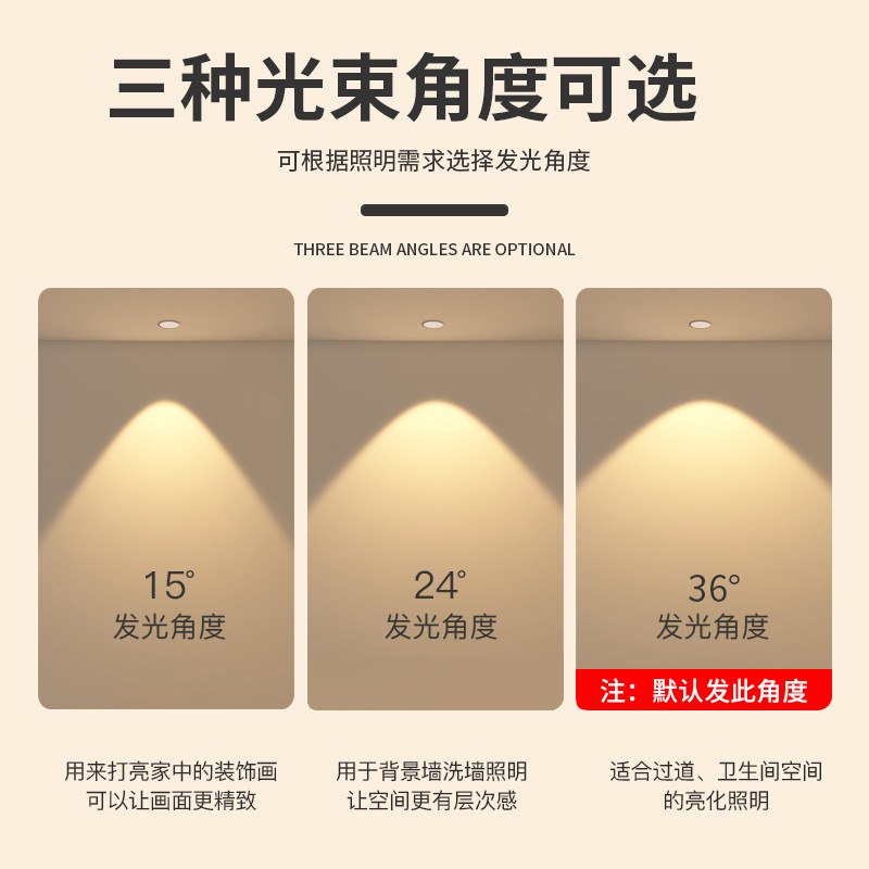  led全光谱98显深防眩家用三色防眩别墅洗墙灯嵌入式COB小山丘射灯(图21)